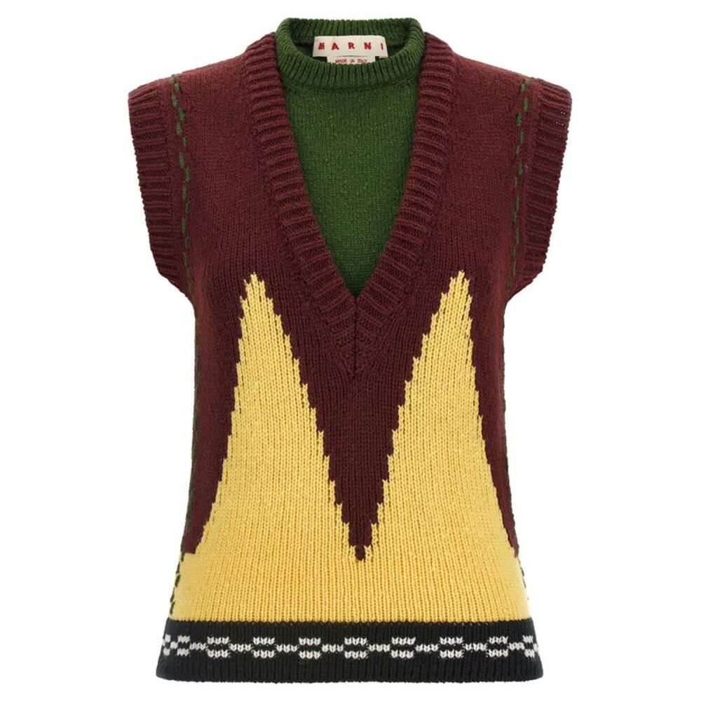 Marni Bordeaux Wool Sleeveless Women's Jacket